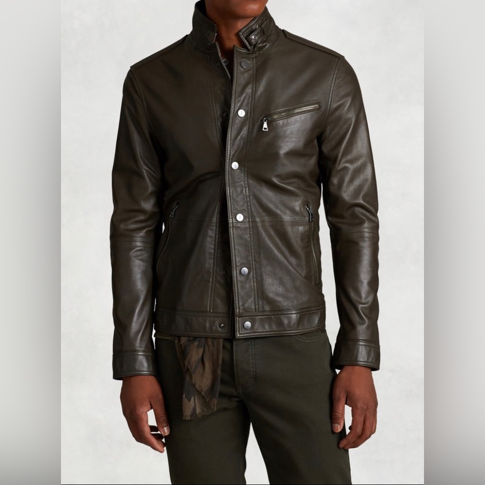 John Varvatos Short Leather Jacket. Size EU 50 USA 40